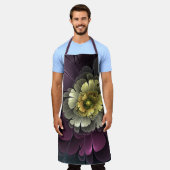 Abstrakt Modern Purpur Khaki Gray Fraktal Blume Schürze (Getragen)