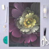 Abstrakt Modern Purpur Khaki Gray Fraktal Blume Seidenpapier (Handwerk)