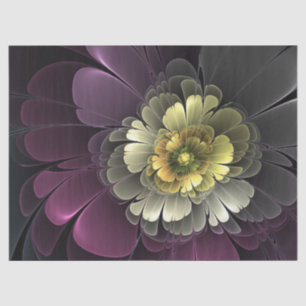 Abstrakt Modern Purpur Khaki Gray Fraktal Blume Seidenpapier