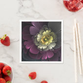 Abstrakt Modern Purpur Khaki Gray Fraktal Blume Serviette (Beispiel)