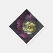 Abstrakt Modern Purpur Khaki Gray Fraktal Blume Serviette (Ecke)
