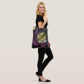 Abstrakt Modern Purpur Khaki Gray Fraktal Blume Tasche (Am Model)