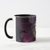 Abstrakt Modern Purpur Khaki Gray Fraktal Blume Tasse (Links)