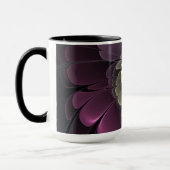 Abstrakt Modern Purpur Khaki Gray Fraktal Blume Tasse (Links)