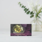 Abstrakt Modern Purpur Khaki Gray Fraktal Blume Visitenkarte (Stehend Vorderseite)