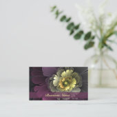 Abstrakt Modern Purpur Khaki Gray Fraktal Blume Visitenkarte (Stehend Vorderseite)