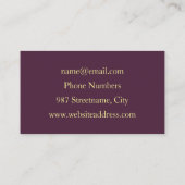 Abstrakt Modern Purpur Khaki Gray Fraktal Blume Visitenkarte (Rückseite)