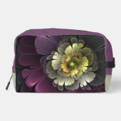 Abstrakt Modern Purpur Khaki Gray Fraktal Blume Waschbeutel (Rückseite)