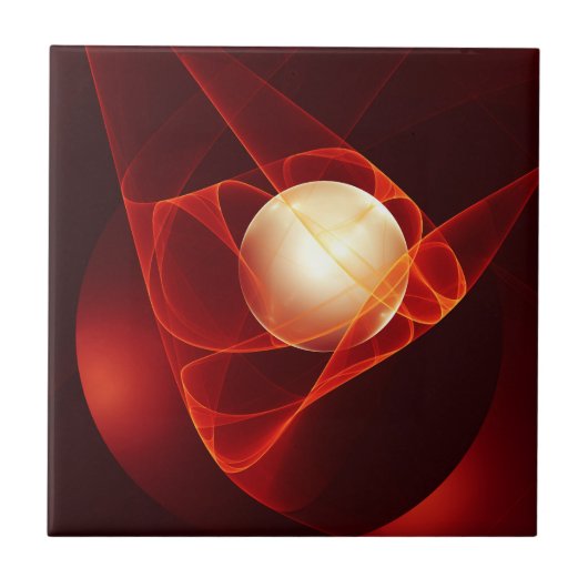 Abstrakt Modern Red Creme Fantasy Fraktal Art Fliese (Vorderseite)