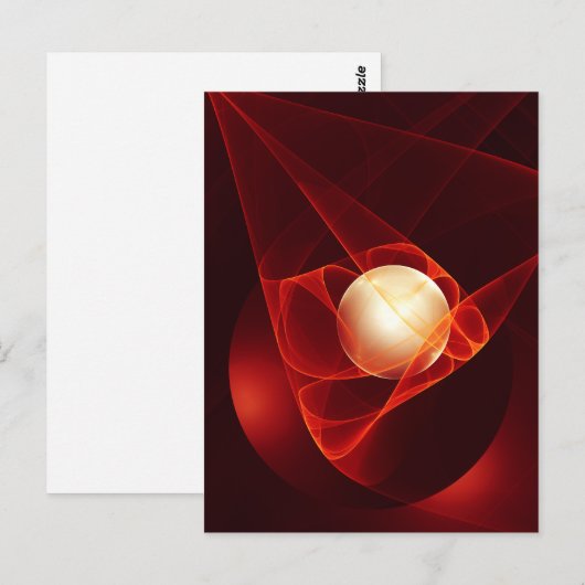 Abstrakt Modern Red Creme Fantasy Fraktal Art Postkarte (Vorne/Hinten)