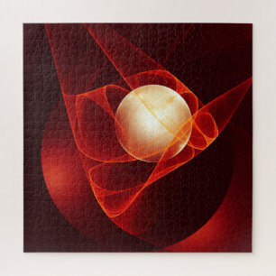 Abstrakt Modern Red Creme Fantasy Fraktal Art Puzzle