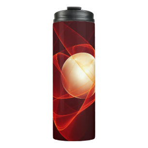 Abstrakt Modern Red Creme Fantasy Fraktal Art Thermosbecher