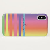 Abstrakt-Modern-Regenbogen-Monogramm Case-Mate iPhone Hülle (Rückseite (Horizontal))