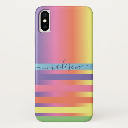 Abstrakt-Modern-Regenbogen-Monogramm Case-Mate iPhone Hülle (Rückseite)