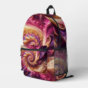 Abstrakt, modern, rosa, goldfarben und Lila Bedruckter Rucksack