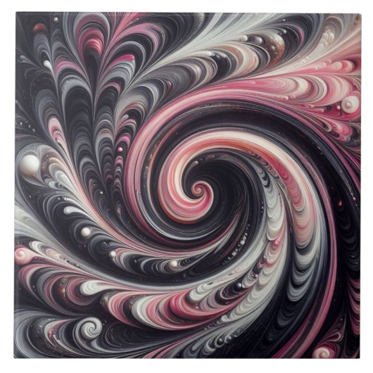 Abstrakt modern, rosa, schwarz und weiß fliese (Vorderseite)