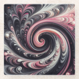 Abstrakt modern, rosa, schwarz und weiß glasuntersetzer