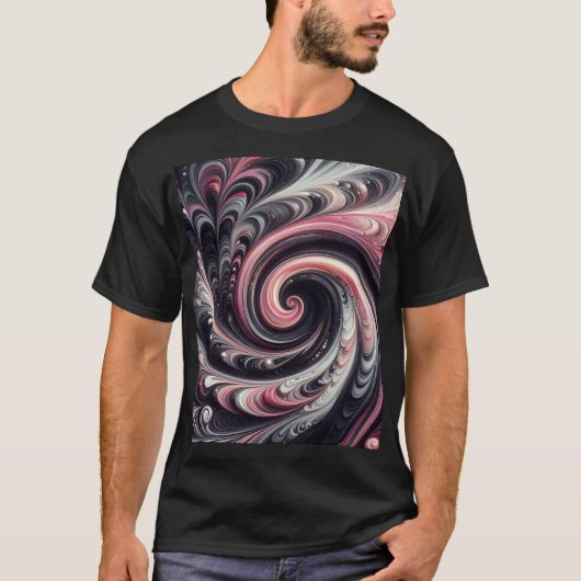 Abstrakt modern, rosa, schwarz und weiß T-Shirt (Vorderseite)