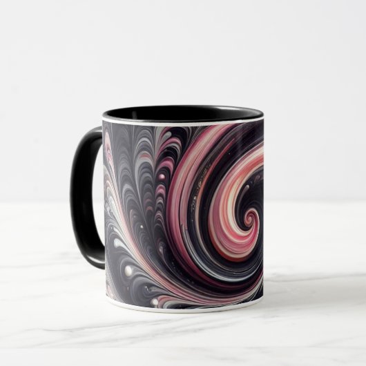 Abstrakt modern, rosa, schwarz und weiß tasse (Vorderseite Links)