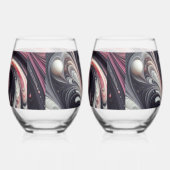 Abstrakt modern, rosa, schwarz und weiß weinglas ohne stiel (Rechts)