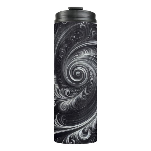 Abstrakt-modern, schlicht, schwarz und weiß thermosbecher (Vorderseite)