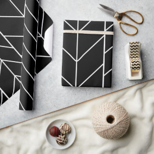 Abstrakt Modern Simple Geometric Black and White W Geschenkpapier