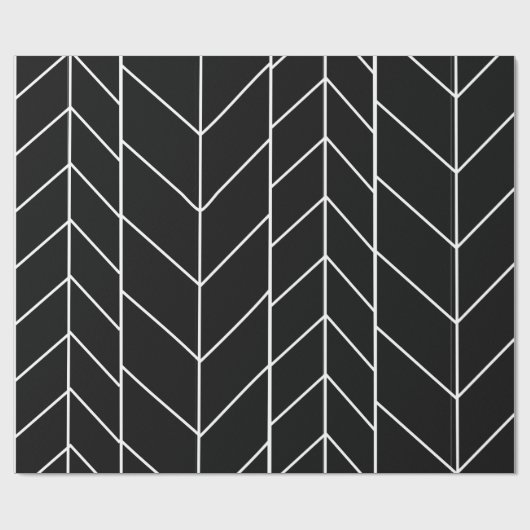 Abstrakt Modern Simple Geometric Black and White W Geschenkpapier (Flach)