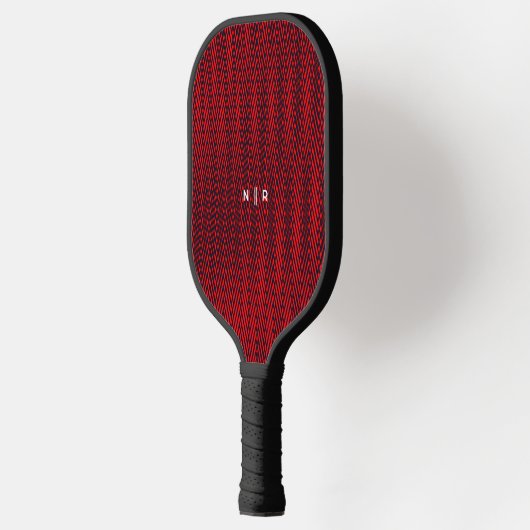 Abstrakt Modern Stripes Red Elegantes Monogramm Co Pickleball Schläger (Links)