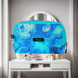 Abstrakt, modern, türkisfarbenes Mosaik, nach Maß Waschbeutel