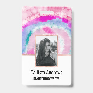 Abstrakt Modern Weiblich Rosa Weiß Tie Dye Farbe Ausweis