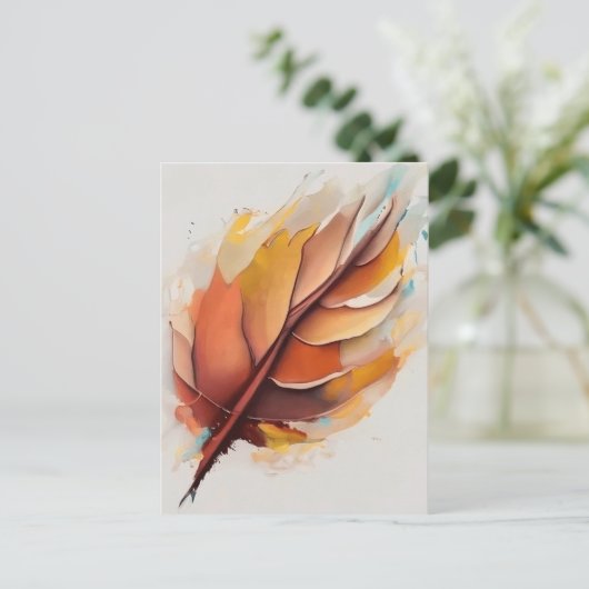 Abstrakt Moderne Blätter Gemälde Set, Leaf Postkarte (Stehend Vorderseite)