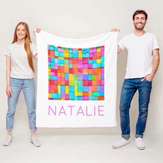 Abstrakt Moderne Kunst - farbenfroher Spaß Fleecedecke (Beispiel)