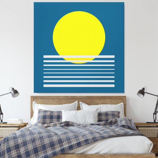Abstrakt Moderne Kunst Gelbe Sonne und Meer Landsc Leinwanddruck (Insitu (Schlafzimmer))