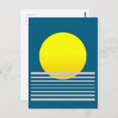 Abstrakt Moderne Kunst Gelbe Sonne und Meer Landsc Postkarte (Vorne/Hinten)
