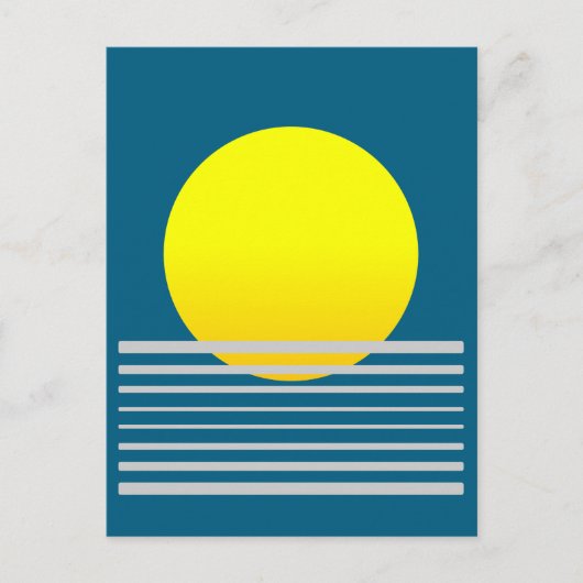 Abstrakt Moderne Kunst Gelbe Sonne und Meer Landsc Postkarte (Vorderseite)