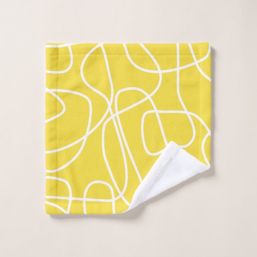 Abstrakt Moderne Kunst im Gelben Niedlich  Badhandtuch Set (Waschlappen)