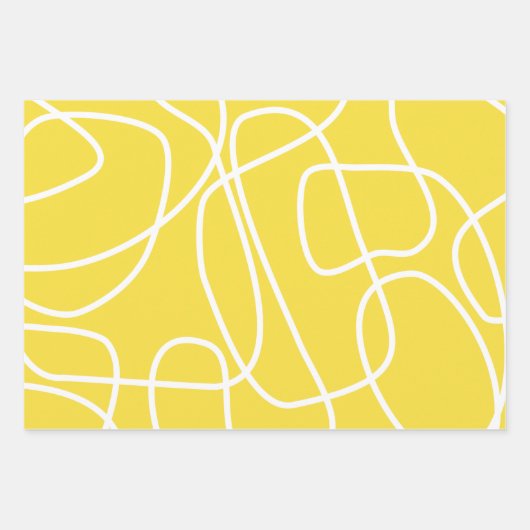 Abstrakt Moderne Kunst im Gelben Niedlich Geschenkpapier Set (Vorderseite 3)