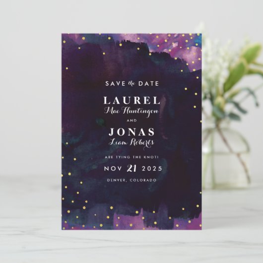 Abstrakt Moderne Schwarze Farbe Save the Date (Stehend Vorderseite)