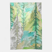 Abstrakt Moderner Weihnachtsbaum Wasserfarben Kuns Geschirrtuch (Vertikal)