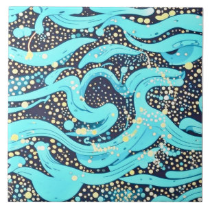 Abstrakt Modernes Aquamarines Blaumuster Fliese