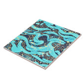 Abstrakt Modernes Aquamarines Blaumuster Fliese (Seite)