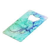 *~ Abstrakt Modernes Aquarell Grün Türkis Geldbeutel Flaschenöffner (Rückseite Schrägansicht)