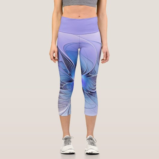 Abstrakt Modernes Fraktal Art Lavendel Capri Leggings (Vorderseite)