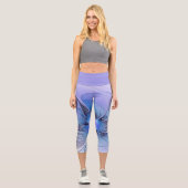 Abstrakt Modernes Fraktal Art Lavendel Capri Leggings (Vorderseite)