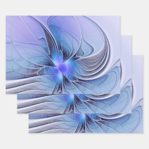 Abstrakt Modernes Fraktal Art Lavendel Geschenkpapier Set
