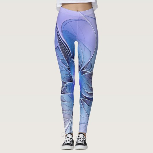 Abstrakt Modernes Fraktal Art Lavendel Leggings (Vorderseite)