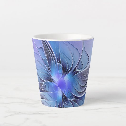 Abstrakt Modernes Fraktal Art Lavendel Milchtasse (Vorderseite)