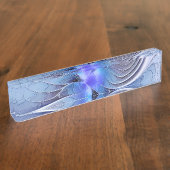 Abstrakt Modernes Fraktal Art Lavendel Namensplakette (Seite)