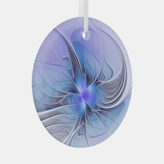 Abstrakt Modernes Fraktal Art Lavendel Ornament Aus Glas (Vorderseite Rechts)