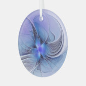 Abstrakt Modernes Fraktal Art Lavendel Ornament Aus Glas (Vorderseite links)